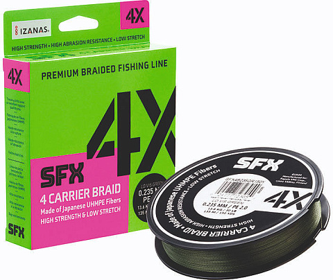 Плетенка SFX 4X 135 м 0.205 мм 11.5 кг PE 1.5 зеленая