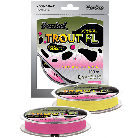 Леска из полиэстера Benkei Trout PL 100m #04 0,104mm/0,91kg желтый fluo