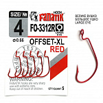 Офсетные крючки Fanatik FO-3312 RED XL #4 (5шт)