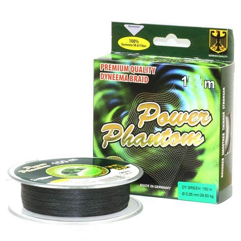 Шнур Power Phantom 4x, 92м, зеленый, 0,22мм, 24,45кг