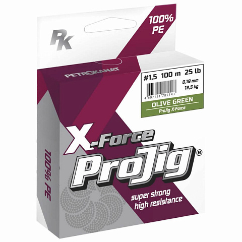 Шнур Петроканат ProJig X-Force 0,12мм, 8,0кг, 100м, хаки