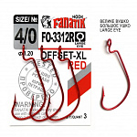 Офсетные крючки Fanatik FO-3312 RED XL #4/0 (3шт)
