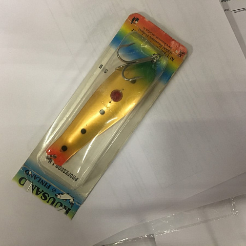 Блесна Kuusamo Professor 1 115/36 с камнем BL/FYe/FR-C уценка