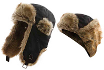 Шапка-ушанка Alaskan с меховой отделкой черная (B346)