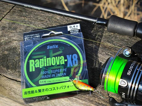 Плетеный шнур Sufix Rapinova-X8 150 м PE 1.2/ 0,185мм 11,9кг ярко-зеленый