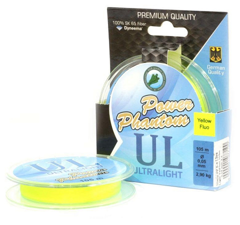 Шнур Power Phantom 6x, UltraLight, 105м, желтый, 0,06мм, 3,1кг