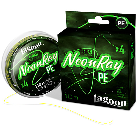 Шнур Lagoon NeonRay 110m, #0,4 fluo-yellow 0,104мм 5кг